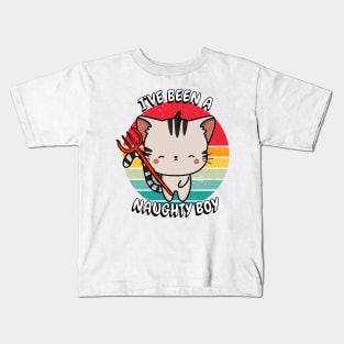 Cute tabby Cat is a naughty boy Kids T-Shirt